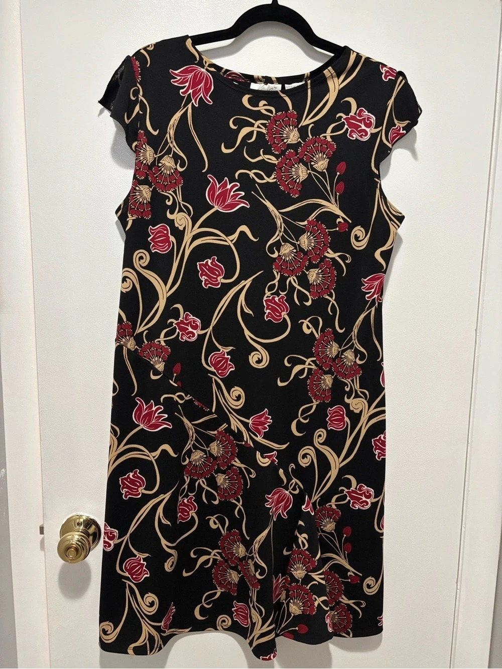 Kathie Lee Collection Floral Mini Dress Black Red Size XL